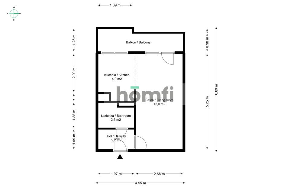 Słoneczna kawalerka z dużym balkonem | Gądów | Kwiska - Mieszkanie - Sprzedaż - Wrocław, Fabryczna / Gądów Mały