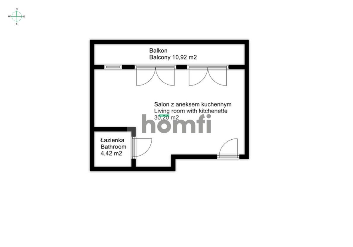 Studio apartment with balcony | close to Krakow city center - Квартира - Оренда - Kraków, Śródmieście / Grzegórzki