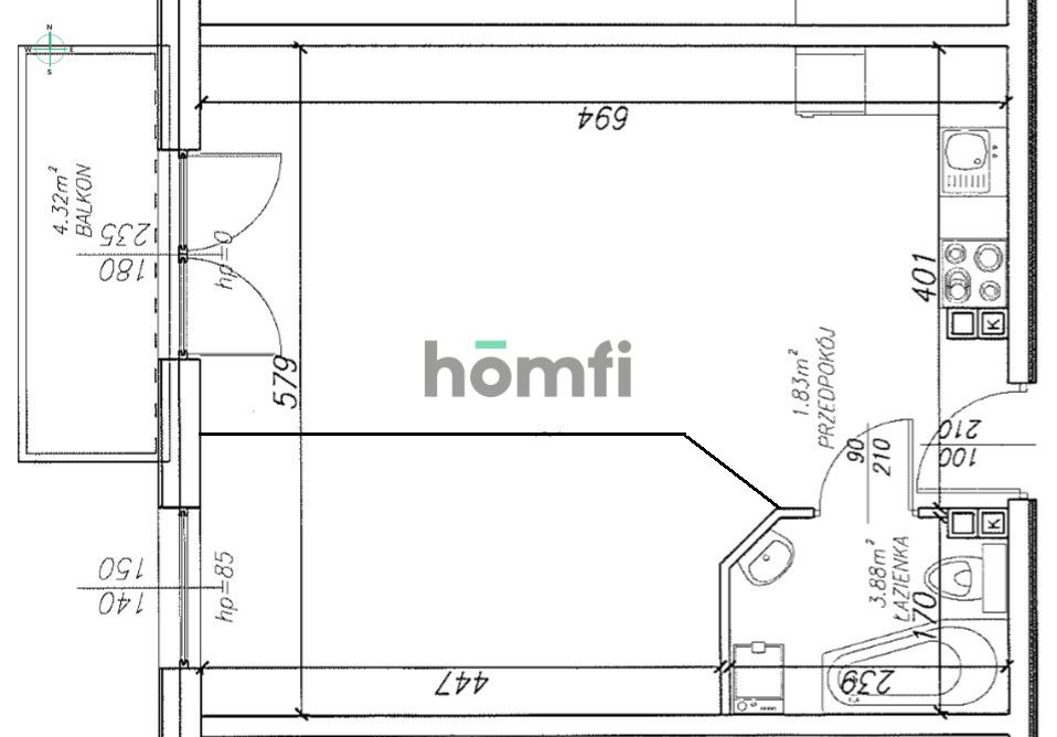 2 rooms with balcony and garage / Centrum / Kępa Mieszczańska - Квартира - Оренда - Wrocław, Śródmieście / Nadodrze