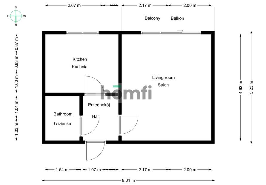 Studio apartment with a balcony – Radom, Mieszka I Street - Квартира - Оренда - Radom, Michałów