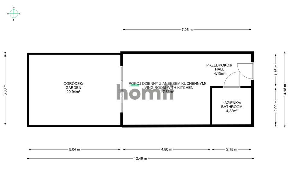Nowoczesne 26m² z ogródkiem i klimatyzacją - Mieszkanie - Wynajem - Katowice, os. Paderewskiego