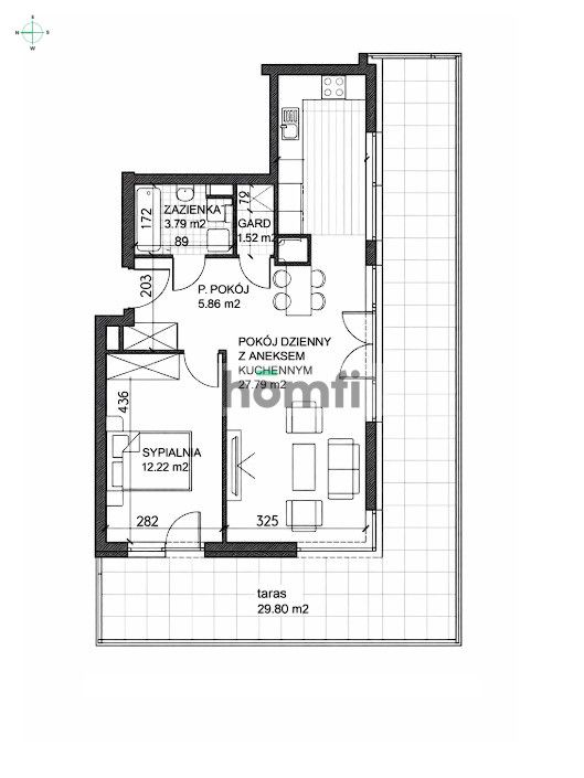 2 rooms | Tarnogaj | Large terrace 30m2 | High standard - Apartment - Sale - Wrocław, Krzyki / Tarnogaj