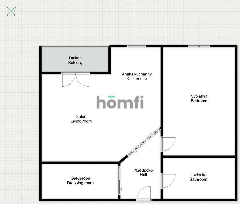 2-room apartment with a dressing room and air conditioning at Mosiężna street - Квартира - Оренда - Wrocław, Fabryczna