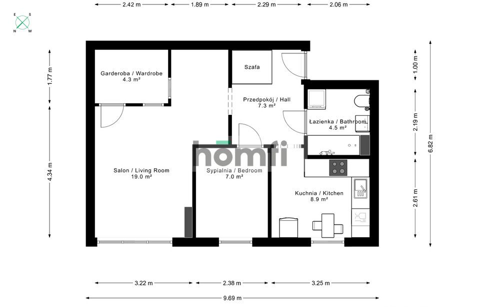 50 m² in the Bielsko Center | 2 Garage Parking Spaces! - Apartment - Sale - Bielsko-Biała