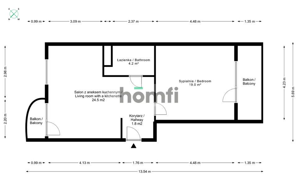 Sunny 2-room apartment with two balconies at Osiedle Morelowe, Muchobór Wielki - Apartment - Sale - Wrocław, Fabryczna / Muchobór Wielki