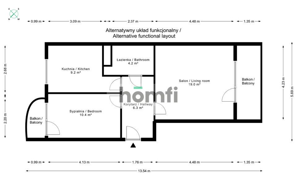 Sunny 2-room apartment with two balconies at Osiedle Morelowe, Muchobór Wielki - Apartment - Sale - Wrocław, Fabryczna / Muchobór Wielki