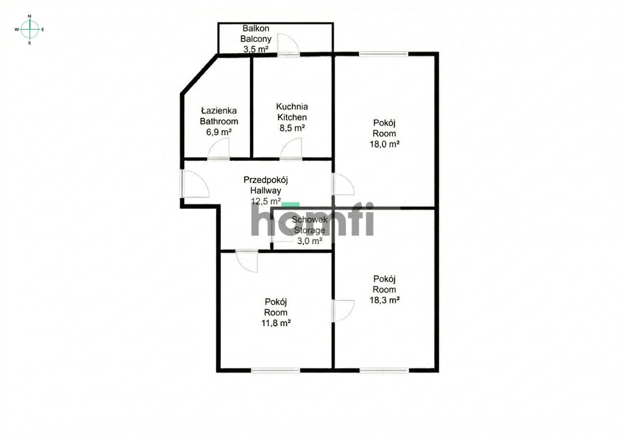 3 bedrooms | 79 sq. m. | Old Town, 150 m from the Market Square - Apartment - Sale - Kraków, Śródmieście / Stare Miasto