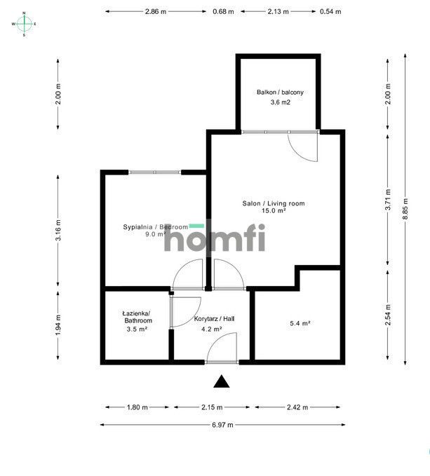 2 ROOMS | GARAGE | BALCONY | CLOSE TO THE CENTER - Квартира - Оренда - Wrocław, Krzyki