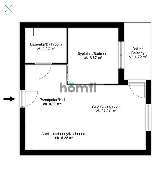 Wynajem | Nowoczesne osiedle | 2 pokoje | duży balkon | miejsce w hali - Mieszkanie - Wynajem - Toruń, Jakubskie Przedmieście
