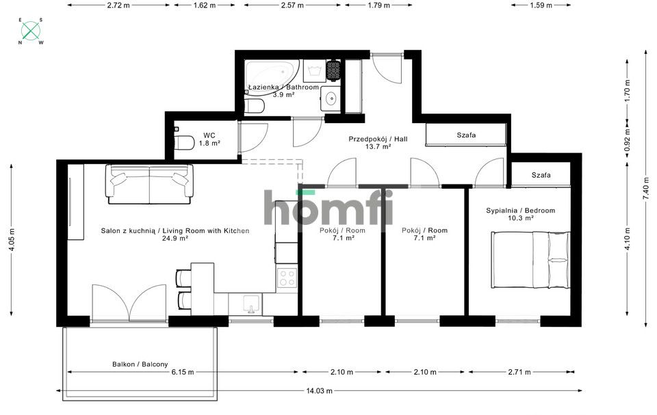 Bielsko-Biała | 4 Rooms | Air Conditioning | Balcony - Apartment - Sale - Bielsko-Biała, Górne Przedmieście