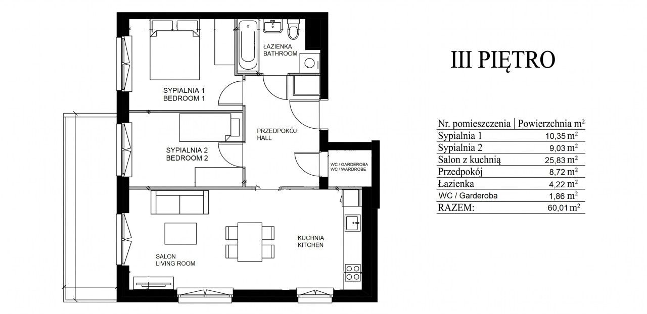 BRIGHT 3-ROOM APARTMENT WITH AIR CONDITIONING | UL. BOCHENKA | UNDERGROUND PARKING | LARGE BALCONY | STORAGE ROOM - Квартира - Продаж - Kraków, Podgórze