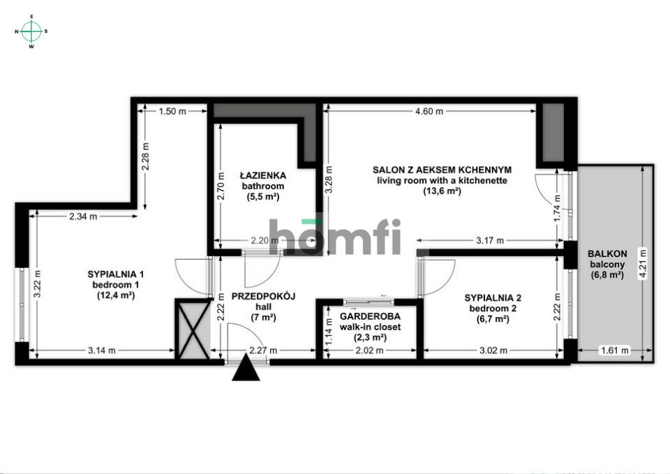 3 pokoje z balkonem i garażem | 47,5 m² | Złocień, ul. Domagały - Mieszkanie - Wynajem - Kraków, Podgórze / Bieżanów-Prokocim
