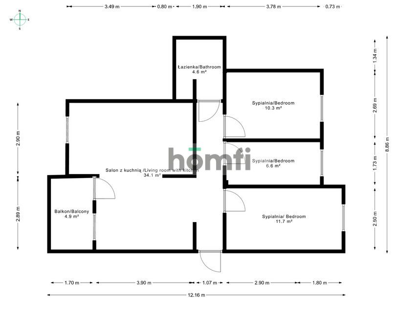 Spacious 4-room apartment on Kiemliczów Street | Close to the airport - Apartment - Rent - Wrocław, Fabryczna / Żerniki