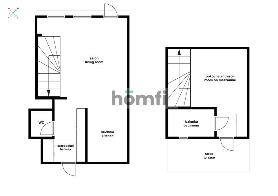 Two-story 2 rooms with terrace Olbin Jaracza street - Apartment - Rent - Wrocław, Śródmieście / Ołbin