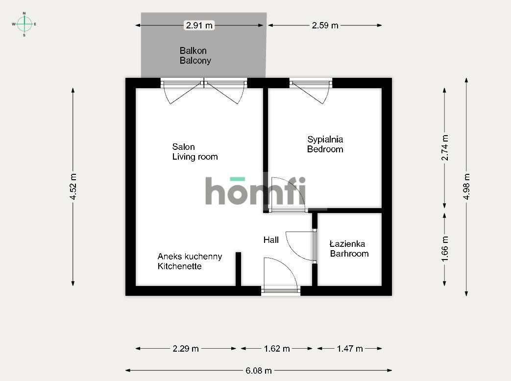 2 room apartment, Pabianicka street - Квартира - Оренда - Wrocław, Krzyki / Huby