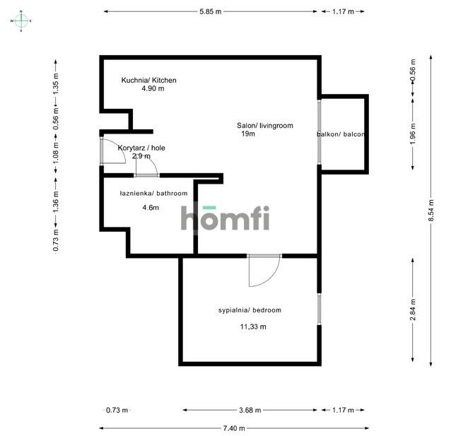 Quiet2-room apartment with balcony, Agrestowa Street - Apartment - Sale - Wrocław, Krzyki / Ołtaszyn