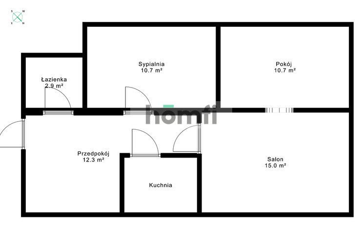 exceptionally well-arranged, 3-room apartment with an area of 46.70 m², - Apartment - Sale - Warszawa, Wola / Młynów