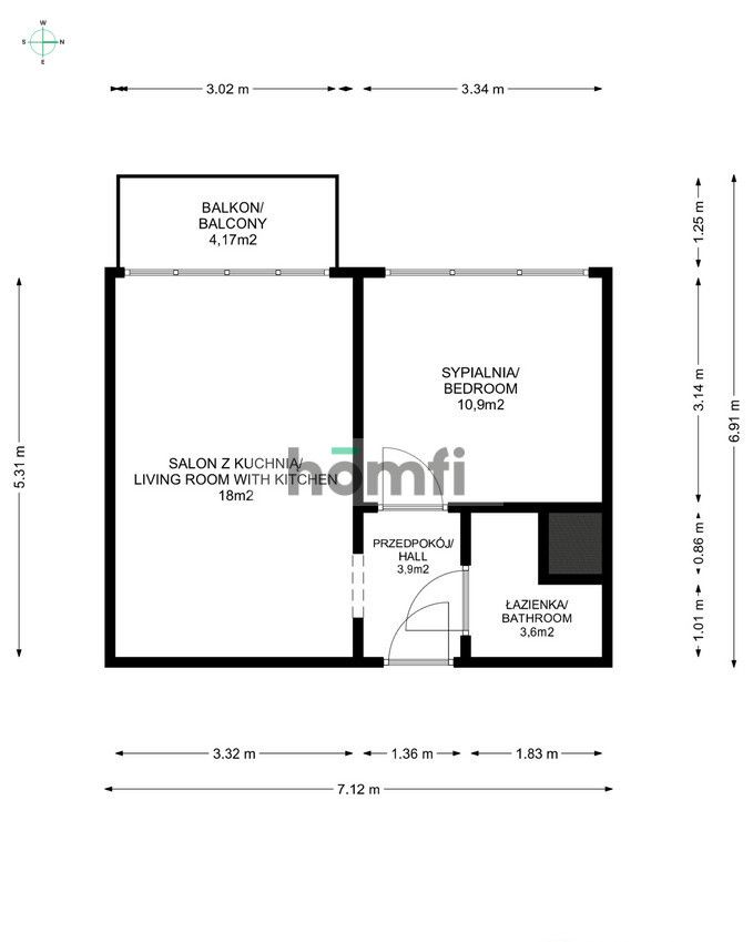 Jasna kawalerka 37m² z panoramą Śląska - Mieszkanie - Wynajem - Sosnowiec, Środula