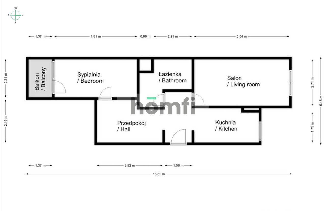 Wola Justowska district | 2 rooms | Balcony | Las Wolski - Apartment - Sale - Kraków, Krowodrza / Wola Justowska