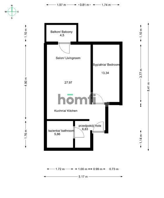 Quiet2-room apartment with balcony, Cukrowa Street - Квартира - Продаж - Wrocław, Krzyki