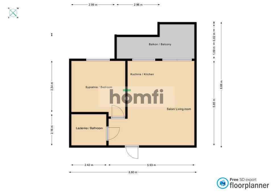 Cozy 2-room apartment in Krzyki, available from July - Apartment - Rent - Wrocław, Krzyki