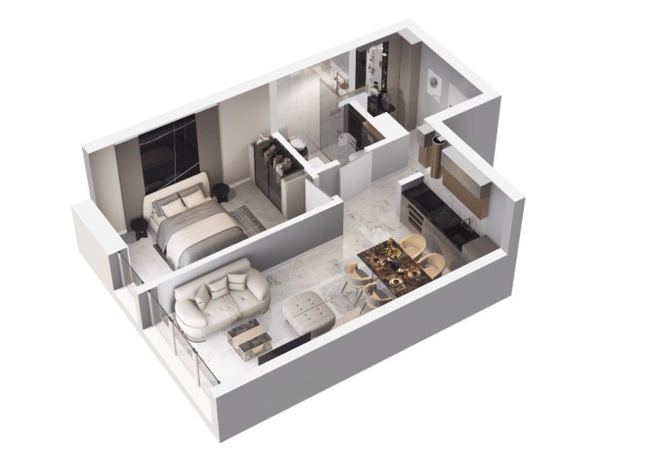FOR SALE: Modern 1-bedroom apartment with western exposure and a balcony - City Łobzów - Apartment - Sale - Kraków, Krowodrza