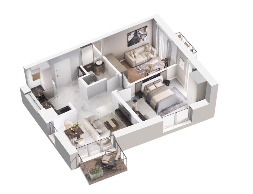FOR SALE Modern 3-room apartment 54.09 m2 with 2 balconies - City Łobzów - Apartment - Sale - Kraków, Krowodrza