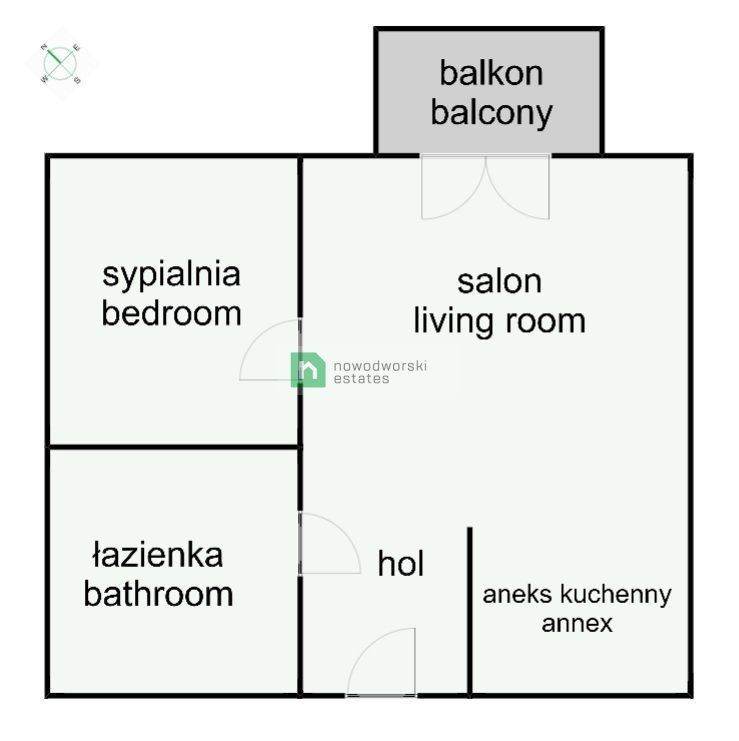 2 rooms 42 sq m apartment on Piękna street - Apartment - Rent - Wrocław, Krzyki
