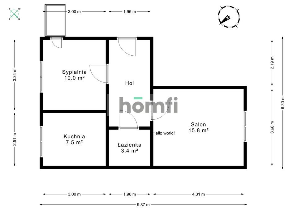 wo-room apartment with a total area of 45 m² - Apartment - Rent - Warszawa, Praga-Południe