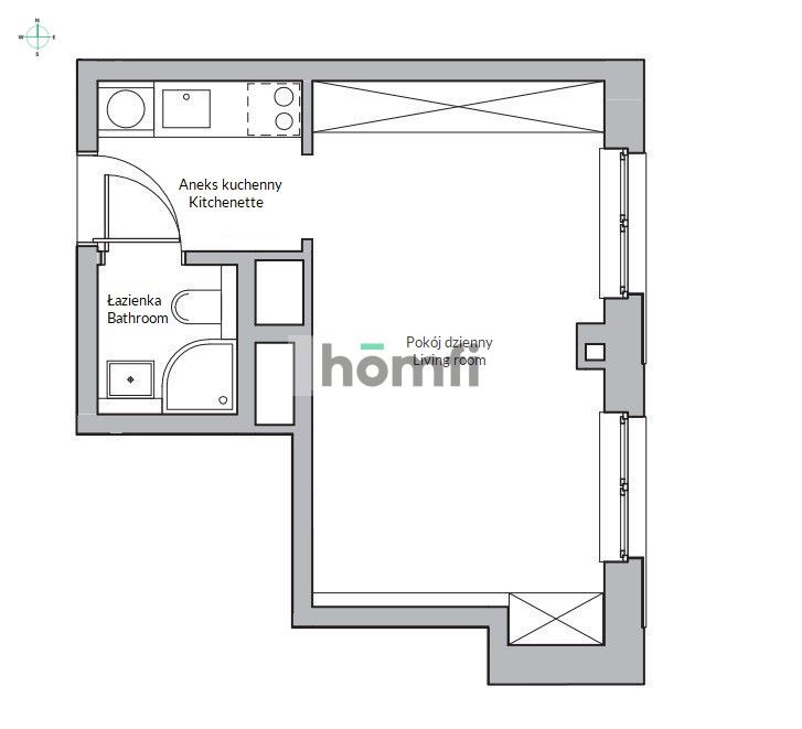 Nowoczesne, ciche studio na wynajem w „New York Residence” - przynależna komórka lokatorska i miejsce w garażu opcjonalnie | Kraków | Krowodrza - Mieszkanie - Wynajem - Kraków, Krowodrza / Krowodrza