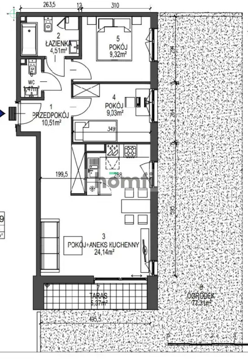 Two bedroom with garden near Dąbie - Квартира - Продаж - Kraków, Śródmieście / Dąbie