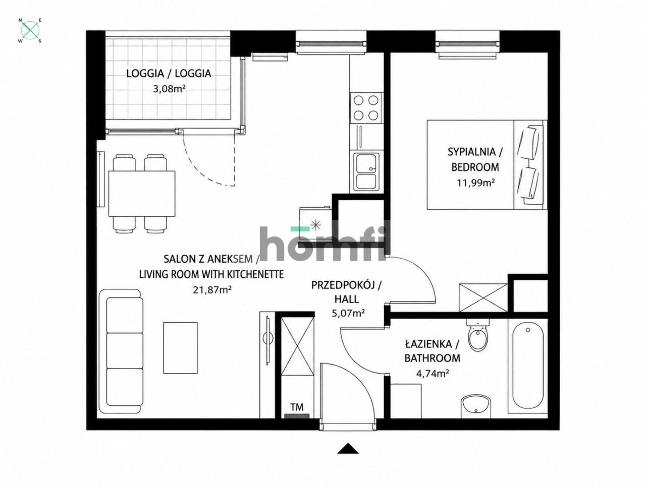 sea view 2 rooms Letnica - Квартира - Оренда - Gdańsk, Letnica