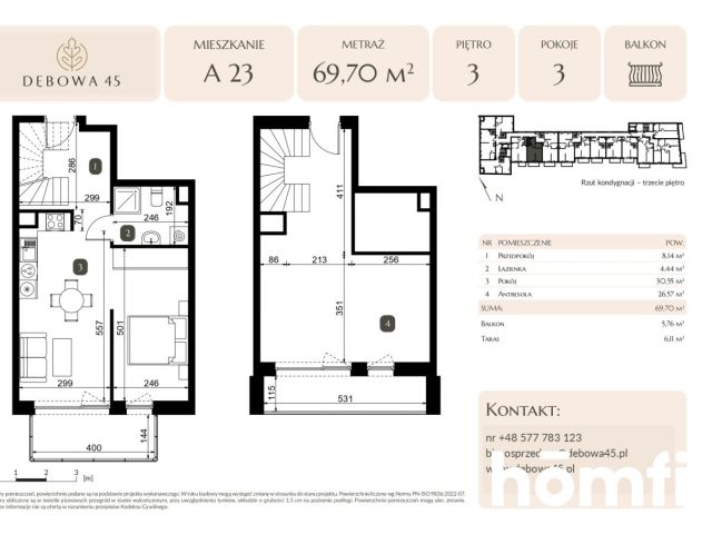 NOWOCZESNA INWESTYCJA | DĘBOWA 45 | 3 POK | BALKON | TARAS | PARKING PODZIEMNY | KOMÓRKA | CENTRUM - Mieszkanie - Sprzedaż - Katowice, Dąb