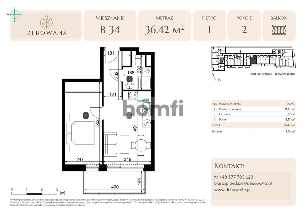 MODERN INVESTMENT | DĘBOWA 45 | 2 ROOMS | BALCONY | UNDERGROUND PARKING | STORAGE ROOM | CENTER - Apartment - Sale - Katowice, Dąb