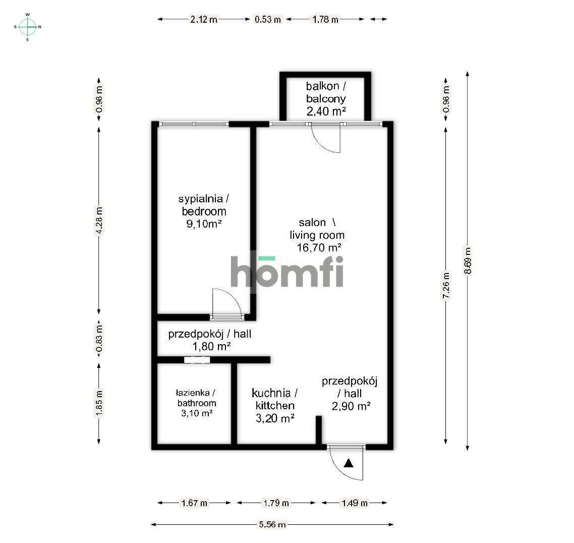 2 POKOJE | CENTRUM | BALKON | PIWNICA - Mieszkanie - Sprzedaż - Wrocław, Krzyki / Gaj