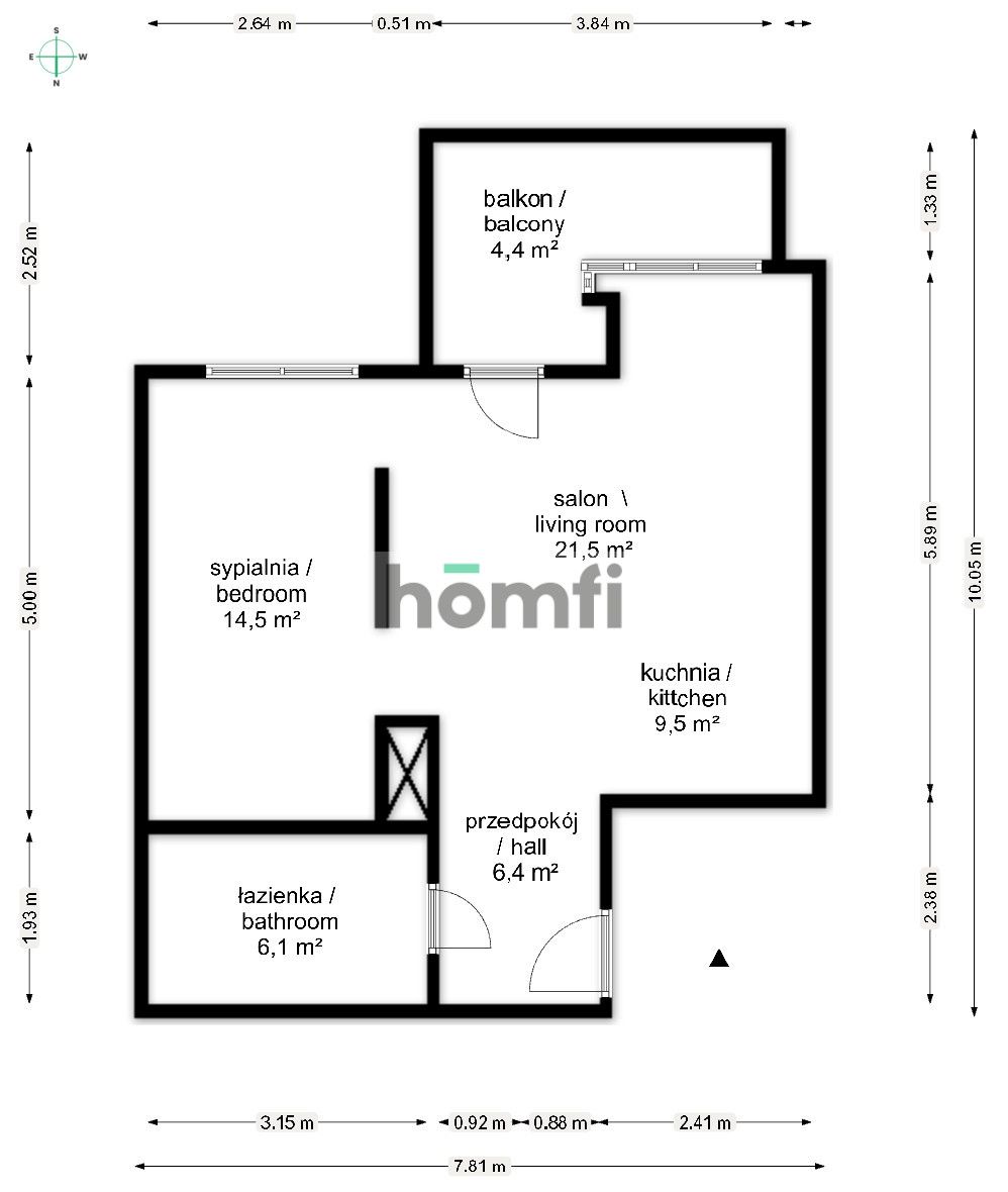 2 Rooms | Balcony | Lift | City Centre | Parking - Квартира - Оренда - Wrocław, Krzyki / Borek