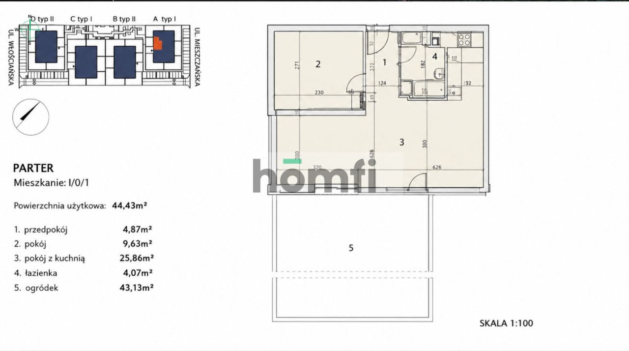 Siechnice | 45m2 | 2 pokoje z ogródkiem i klimą - Mieszkanie - Sprzedaż - Wrocławski, Siechnice