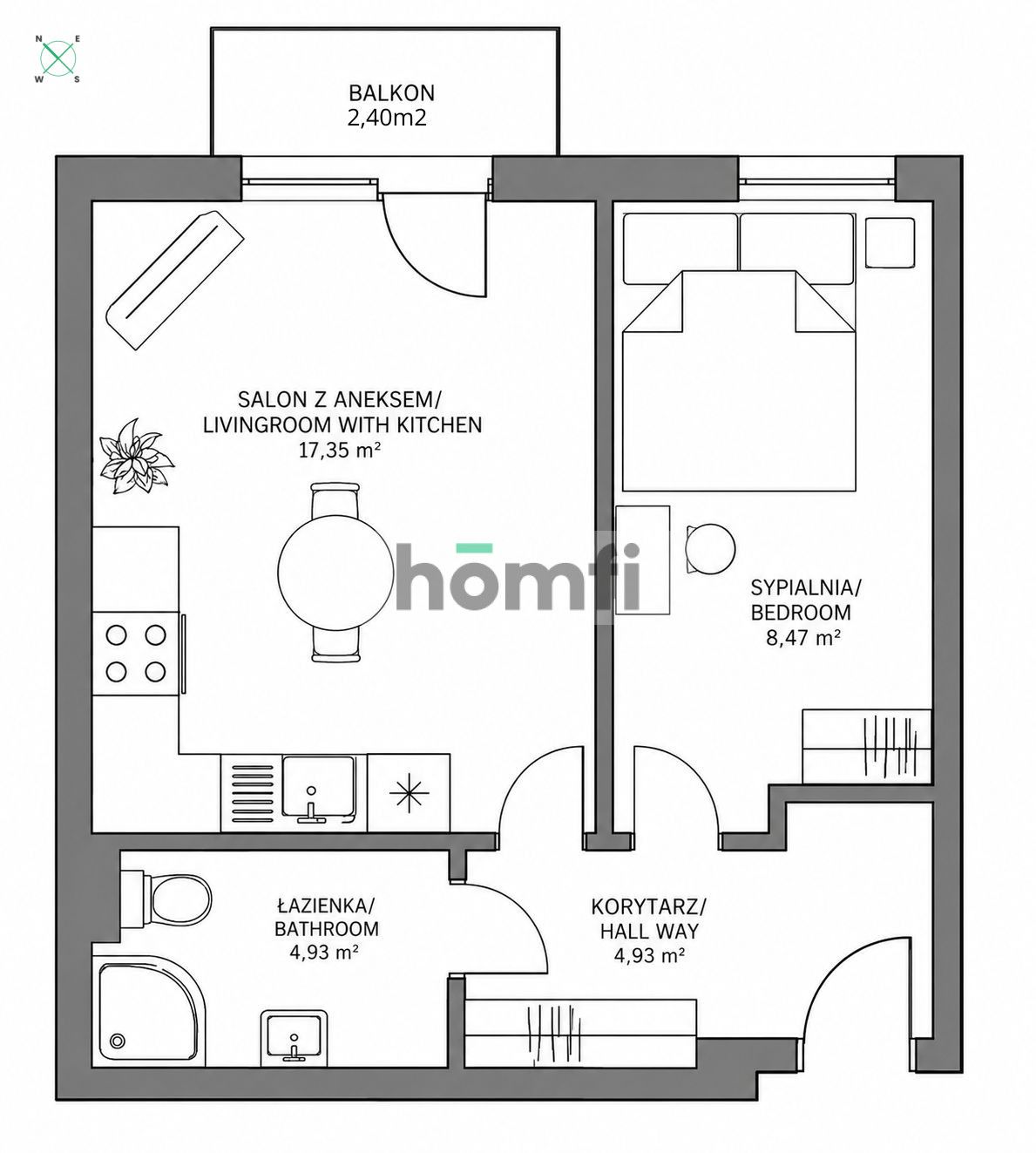 Smolec | 35 sqm | Functional 2 rooms + parking - Apartment - Sale - Wrocławski, Kąty Wrocławskie / Smolec