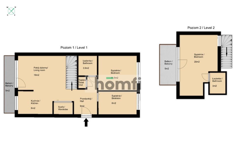 Unique two-level 85m² apartment in Będzin - Apartment - Sale - Będziński, Będzin / Osiedle Zamkowe