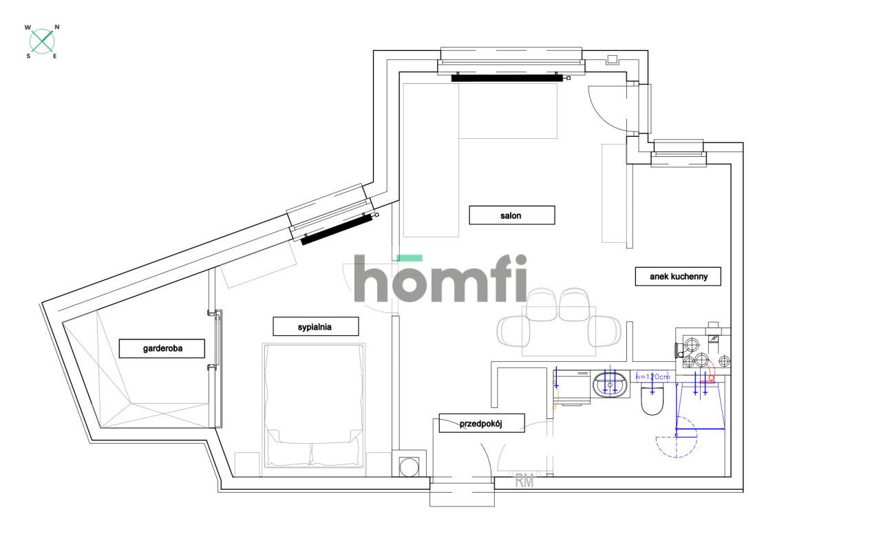 wygodne 48m2 Garnizon, balkon garderoba Premium - Mieszkanie - Wynajem - Gdańsk, Wrzeszcz Górny