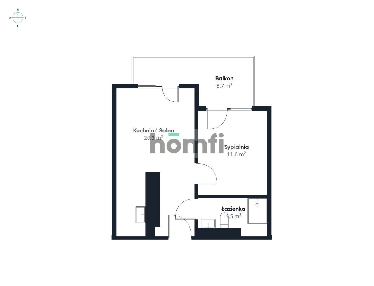 Modern, air-conditioned two-bedroom flat with a balcony - Apartment - Rent - Jelenia Góra