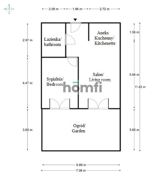 Two-rooms apartment with garden J. Chełmońskiego Street - Квартира - Оренда - Kraków, Krowodrza / Bronowice