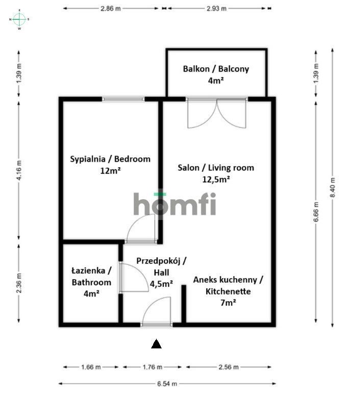 Modern 2-Room Apartment with Balcony – Murapol Development - Apartment - Rent - Gdańsk, Ujeścisko