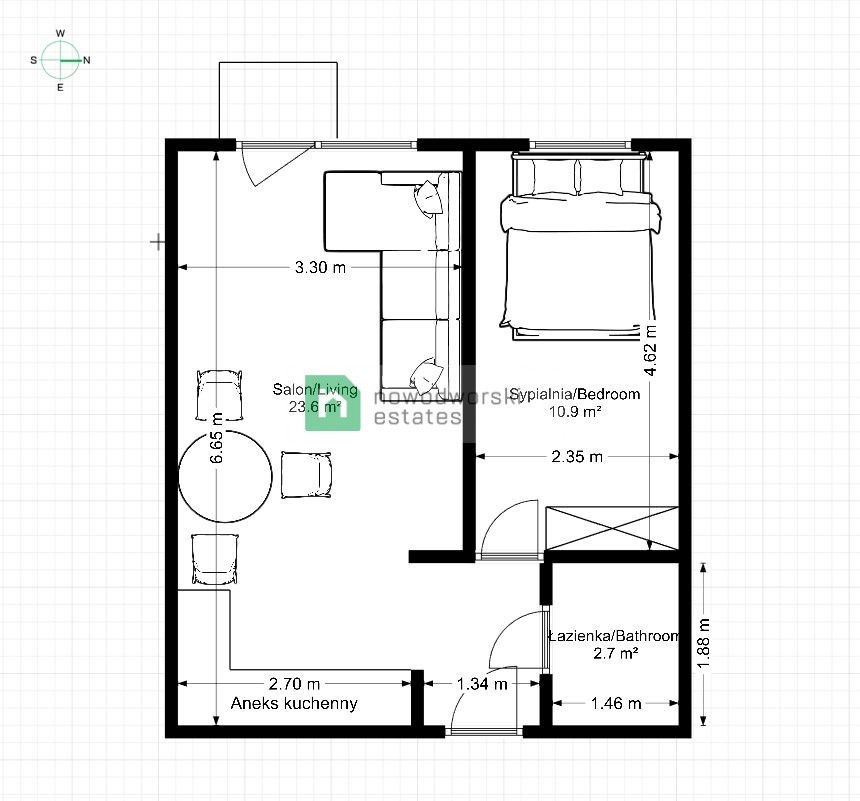 2 pokojowe mieszkanie na Saskiej Kępie - Mieszkanie - Wynajem - Warszawa, Praga-Południe / Saska Kępa