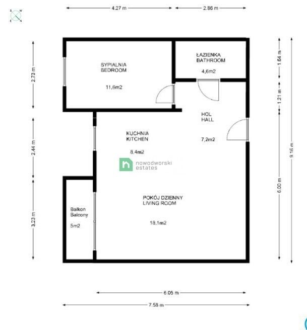 2 pok. mieszkanie z balkonem - Cztery Pory Roku - Mieszkanie - Wynajem - Wrocław, Krzyki / Jagodno