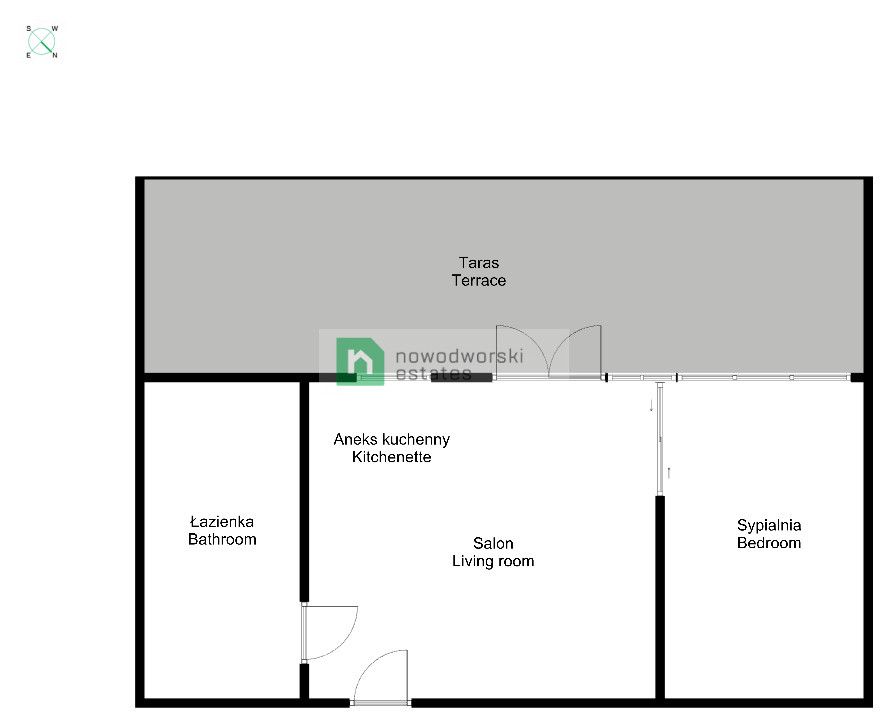 2-room flat with terrace at Nyska street - Apartment - Rent - Wrocław, Krzyki / Tarnogaj