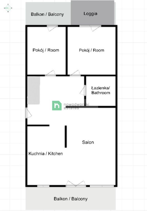 3-pokoje 65 m2 z 2 balkonami i loggia Grabiszyńska - Mieszkanie - Wynajem - Wrocław, Stare Miasto