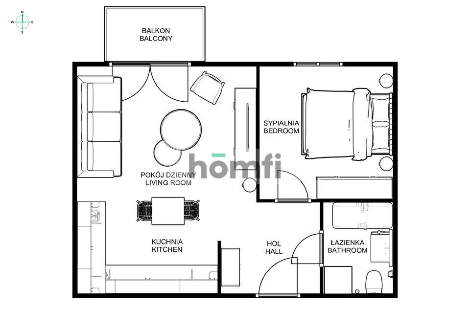 2 pokoje, balkon, garaż, Nyska - Mieszkanie - Wynajem - Wrocław, Krzyki
