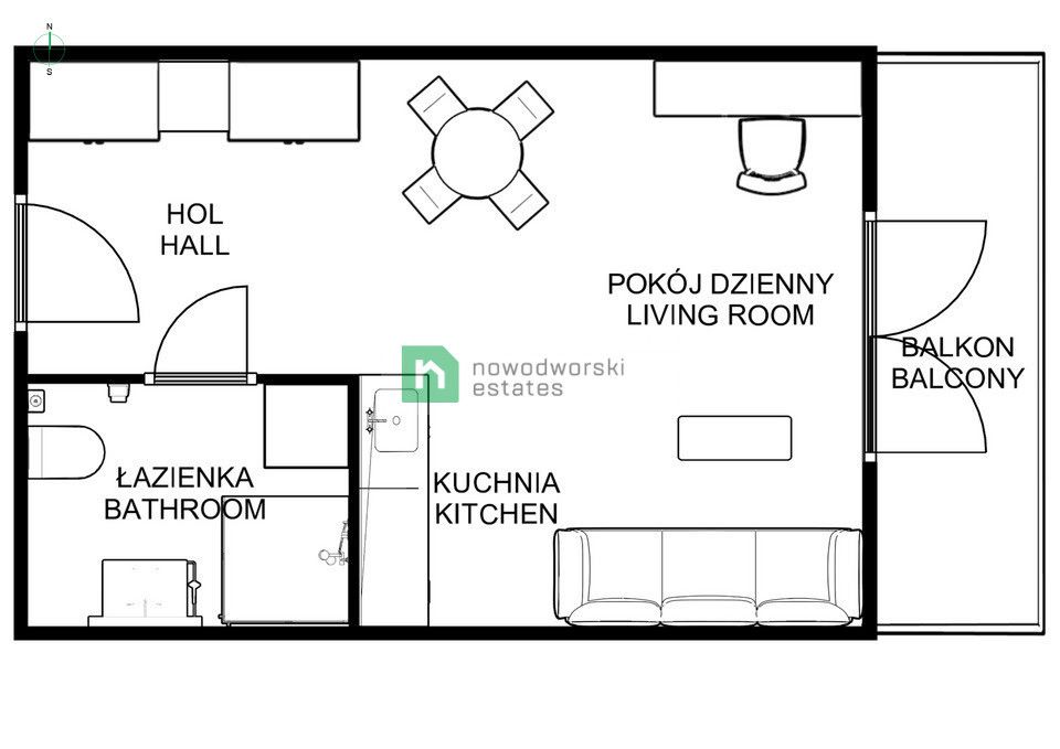 Kawalerka przy lotnisku, balkon - Mieszkanie - Wynajem - Wrocław, Fabryczna